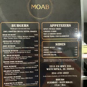 Moab wetumpka menu  Place Your Online Order Here